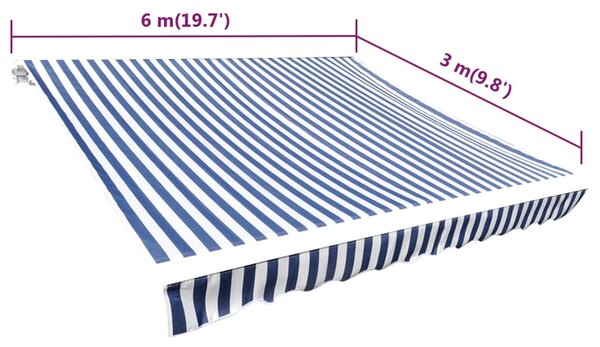 VidaXL Τεντόπανο Μπλε & Λευκό 6 x 3 μ. Καραβόπανο (Χωρίς Πλαίσιο)