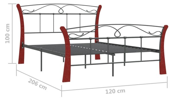 VidaXL Πλαίσιο Κρεβατιού Μαύρο 120 x 200 εκ. Μεταλλικό