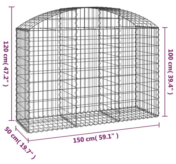 VidaXL Συρματοκιβώτιο Τοξωτό 150x50x100/120εκ. από Γαλβανισμένο Χάλυβα