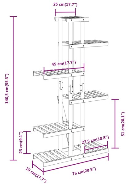 VidaXL Βάση Λουλουδιών 75x25x140,5 εκ. από Μασίφ Ξύλο Ελάτης