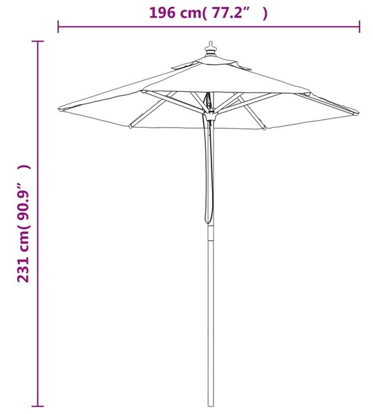 VidaXL Ομπρέλα Κήπου με Ξύλινο Ιστό Τερακότα 196x231 εκ