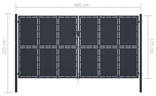 VidaXL Πόρτα Περίφραξης Κήπου Ανθρακί 400 x 175 εκ. Ατσάλινη