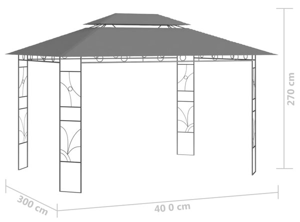 VidaXL Κιόσκι Ανθρακί 4 x 3 x 2,7 μ. 160 γρ./μ²