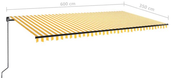 VidaXL Τέντα Συρόμενη Χειροκίνητη Κίτρινο / Λευκό 600x350 εκ