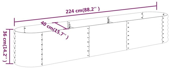 VidaXL Ζαρντινιέρα Ανθρακί 224x40x36 εκ Ατσάλι με Ηλεκτρ. Βαφή Πούδρας