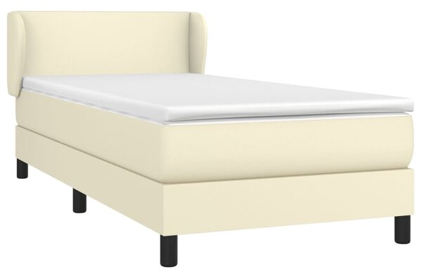 VidaXL Κρεβάτι Boxspring με Στρώμα Κρεμ 100x200εκ. από Συνθετικό Δέρμα