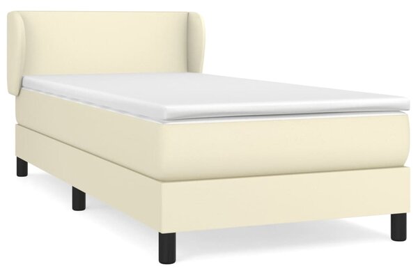 VidaXL Κρεβάτι Boxspring με Στρώμα Κρεμ 100x200εκ. από Συνθετικό Δέρμα