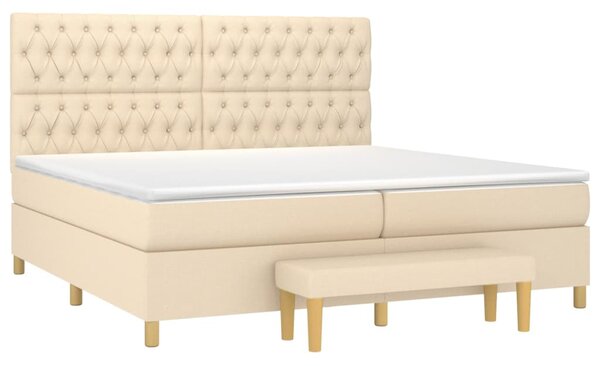 VidaXL Κρεβάτι Boxspring με Στρώμα Κρεμ 200x200 εκ. Υφασμάτινο