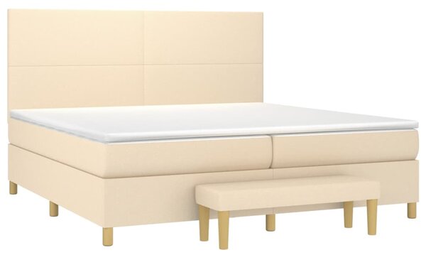 VidaXL Κρεβάτι Boxspring με Στρώμα Κρεμ 200x200 εκ. Υφασμάτινο