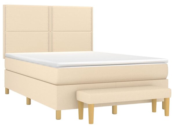 VidaXL Κρεβάτι Boxspring με Στρώμα Κρεμ 140x200 εκ. Υφασμάτινο