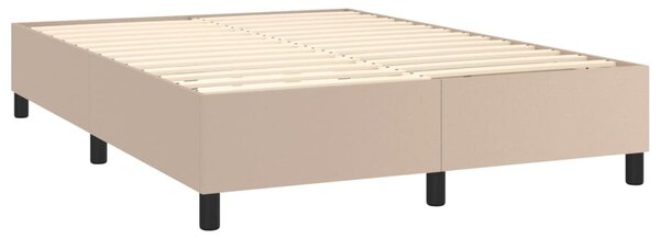 VidaXL Κρεβάτι Boxspring Στρώμα&LED Καπουτσίνο 140x200 εκ. Συνθ. Δέρμα