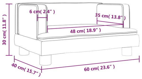 VidaXL Καναπές Παιδικός Καφέ 60 x 40 x 30 εκ. από Βελούδο