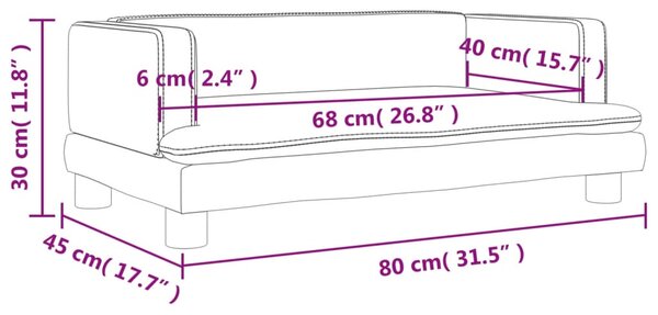 VidaXL Καναπές Παιδικός Ροζ 80 x 45 x 30 εκ. από Βελούδο