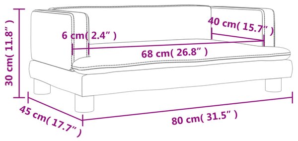 VidaXL Καναπές Παιδικός Καφέ 80 x 45 x 30 εκ. από Βελούδο