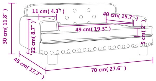 VidaXL Καναπές Παιδικός Μπλε 70 x 45 x 30 εκ. από Βελούδο