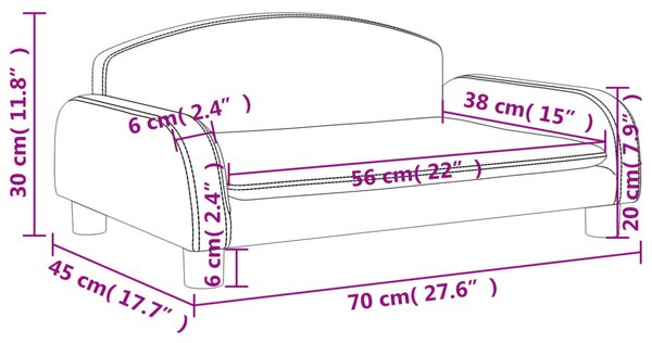 VidaXL Καναπές Παιδικός Σκούρο Γκρι 70x45x30 εκ. από Ύφασμα