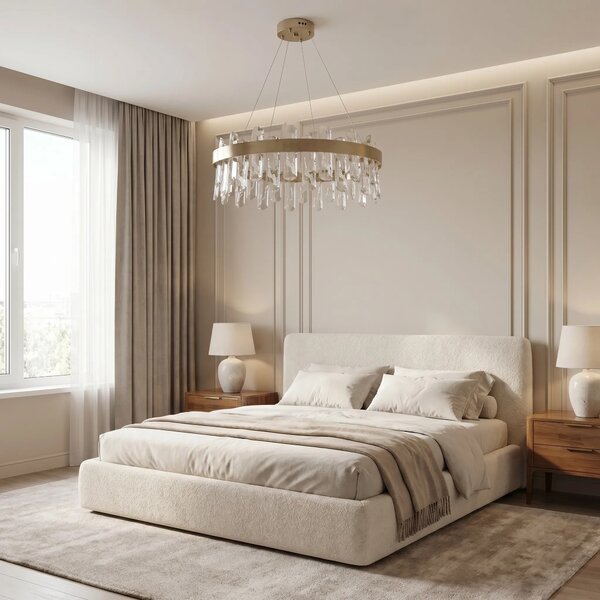 Κρυστάλλινο κρεμαστό φωτιστικό LED SWE074-1CP 50cm Brushed Gold