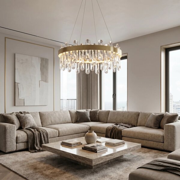 Κρυστάλλινο κρεμαστό φωτιστικό LED SWE074-1CP 50cm Brushed Gold