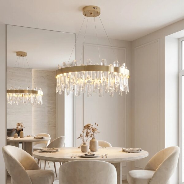 Κρυστάλλινο κρεμαστό φωτιστικό LED SWE074-1CP 50cm Brushed Gold
