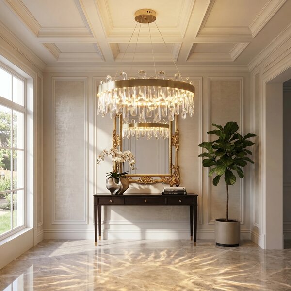 Κρυστάλλινο κρεμαστό φωτιστικό LED SWE074-1CP 50cm Brushed Gold