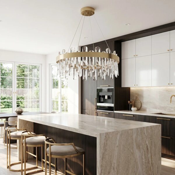 Κρυστάλλινο κρεμαστό φωτιστικό LED SWE074-1CP 50cm Brushed Gold