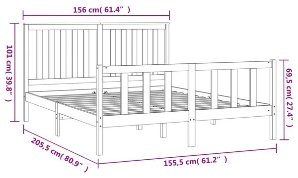 VidaXL Πλαίσιο Κρεβατιού Κεφαλάρι 150x200 εκ Μασίφ Πεύκο King Size