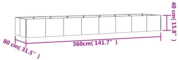 VidaXL Ζαρντινιέρα 360 x 80 x 40 εκ. από Ατσάλι Σκληρυθέν στον Αέρα