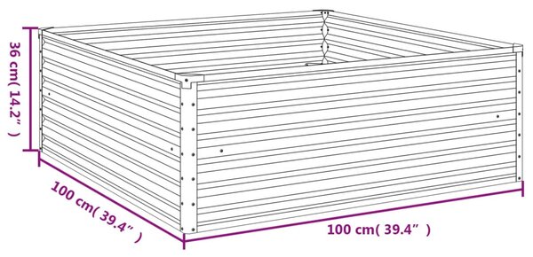 VidaXL Ζαρντινιέρα 100 x 100 x 36 εκ. από Ατσάλι Σκληρυθέν στον Αέρα