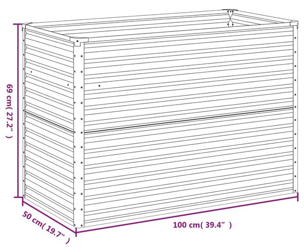 VidaXL Ζαρντινιέρα 100 x 50 x 69 εκ. από Ατσάλι Σκληρυθέν στον Αέρα