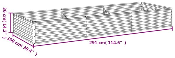 VidaXL Ζαρντινιέρα 291 x 100 x 36 εκ. από Ατσάλι Σκληρυθέν στον Αέρα