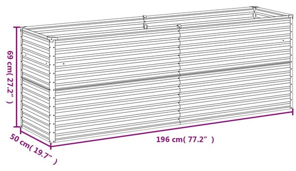 VidaXL Ζαρντινιέρα 196 x 50 x 69 εκ. από Ατσάλι Σκληρυθέν στον Αέρα