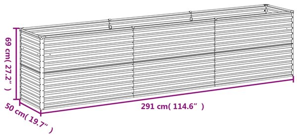 VidaXL Ζαρντινιέρα 291 x 50 x 69 εκ. από Ατσάλι Σκληρυθέν στον Αέρα