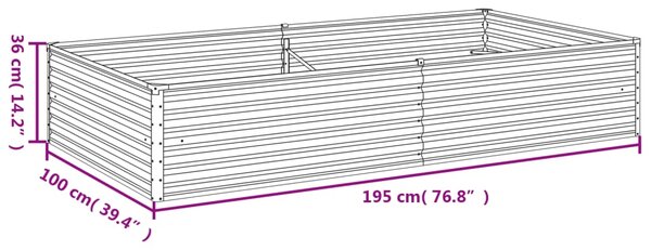 VidaXL Ζαρντινιέρα 195 x 100 x 36 εκ. από Ατσάλι Σκληρυθέν στον Αέρα