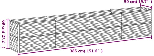 VidaXL Ζαρντινιέρα 385 x 50 x 69 εκ. από Ατσάλι Σκληρυθέν στον Αέρα