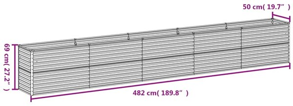 VidaXL Ζαρντινιέρα 482 x 50 x 69 εκ. από Ατσάλι Σκληρυθέν στον Αέρα