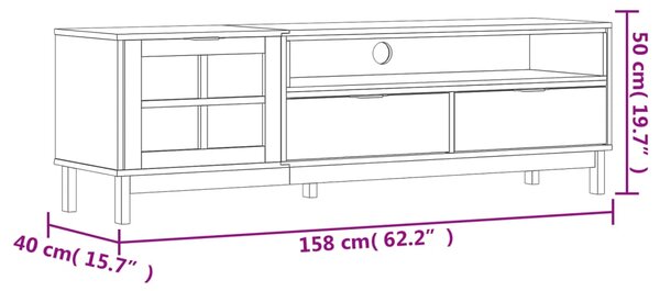 VidaXL Έπιπλο Τηλεόρασης FLAM 158x40x50 εκ. Μασίφ Πεύκο Γυάλινη Πόρτα