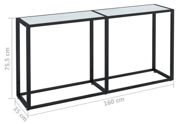 VidaXL Τραπέζι Κονσόλα Λευκό Όψη Μαρμάρου 160x35x75,5 εκ. Ψημένο Γυαλί