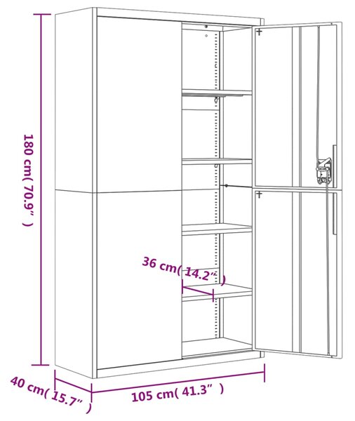 VidaXL Αρχειοθήκη Ανθρακί 105 x 40 x 180 εκ. Ατσάλινη