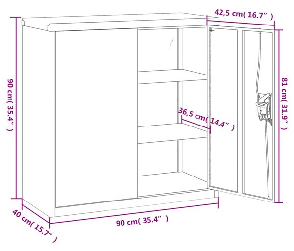 VidaXL Αρχειοθήκη Λευκή 90 x 40 x 90 εκ. από Ατσάλι