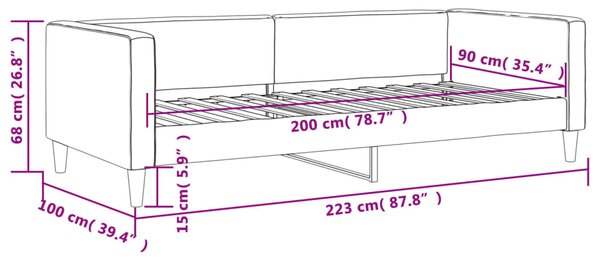 VidaXL Καναπές Κρεβάτι Μαύρος 90 x 200 εκ. Υφασμάτινος