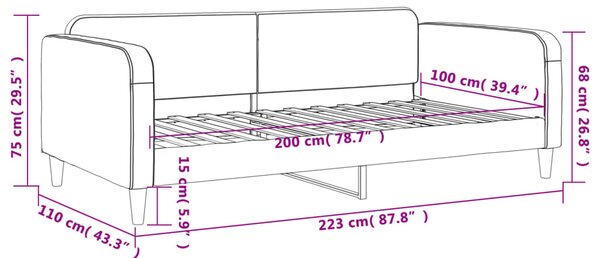 VidaXL Καναπές Κρεβάτι Μαύρος 100 x 200 εκ. Υφασμάτινος