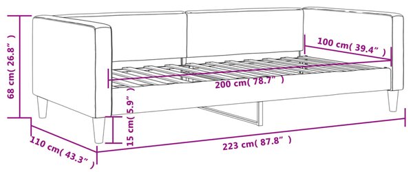 VidaXL Καναπές Κρεβάτι Μαύρος 100 x 200 εκ. Υφασμάτινος