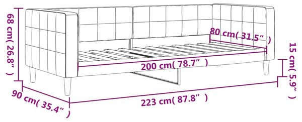 VidaXL Καναπές Κρεβάτι Μαύρος 80 x 200 εκ. Βελούδινος