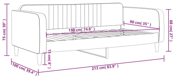 VidaXL Καναπές Κρεβάτι Μαύρος 90 x 190 εκ. Βελούδινος