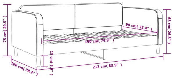 VidaXL Καναπές Κρεβάτι Μαύρος 90 x 190 εκ. Υφασμάτινος