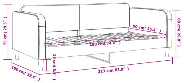 VidaXL Καναπές Κρεβάτι Σκούρο Γκρι 90 x 190 εκ. Υφασμάτινος