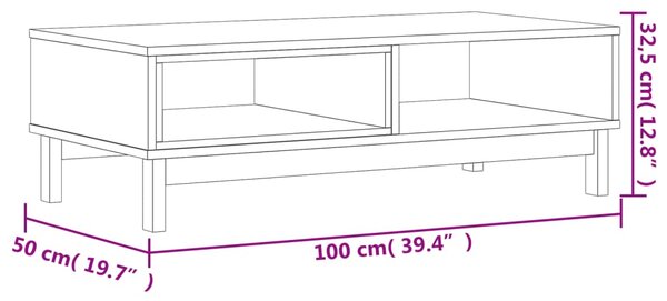 VidaXL Τραπεζάκι Σαλονιού FLAM 100x50x32,5 εκ. από Μασίφ Ξύλο Πεύκου