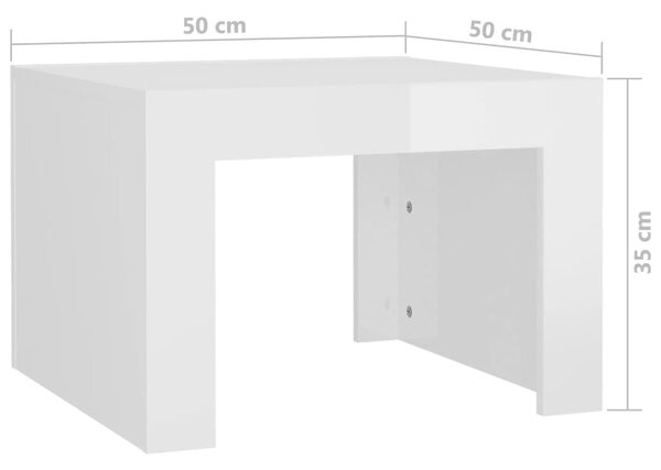 VidaXL Τραπεζάκι Σαλονιού Γυαλ. Λευκό 50x50x35 εκ. Επεξεργ. Ξύλο