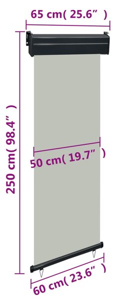 VidaXL Σκίαστρο Βεράντας Πλαϊνό Γκρι 65 x 250 εκ