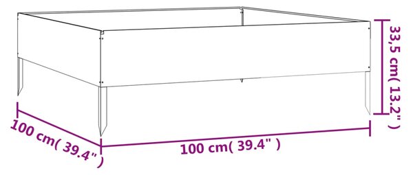 VidaXL Ζαρντινιέρα 100 x 100 x 33,5 εκ. από Ατσάλι Σκληρυθέν στον Αέρα